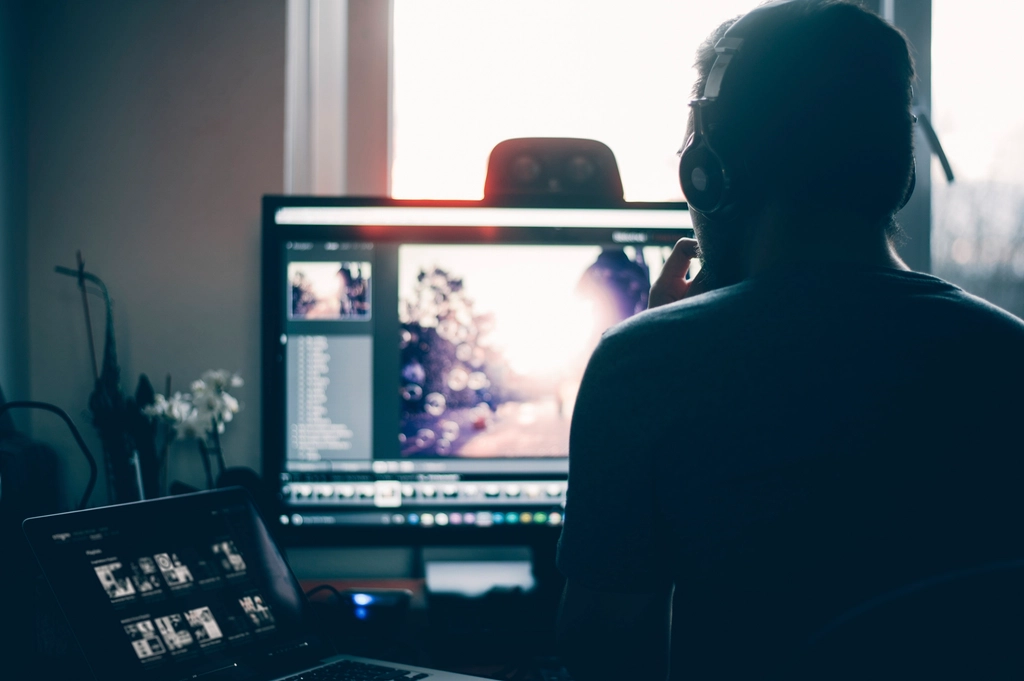 Graphiste au travail sur un écran de conception graphique